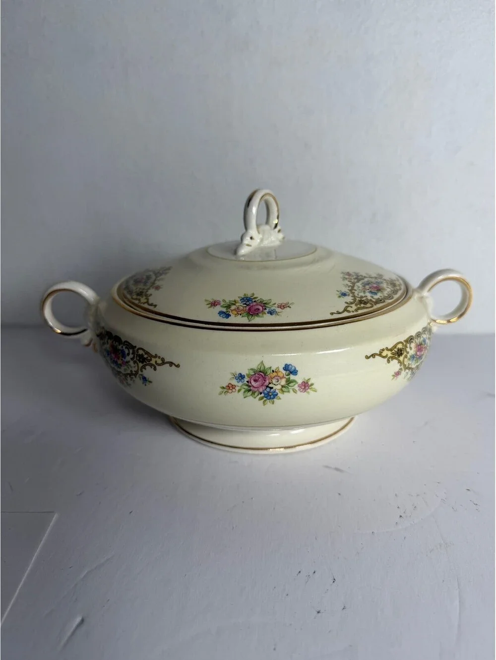 Vintage Crown Potteries Floral Tureen with Lid S-7